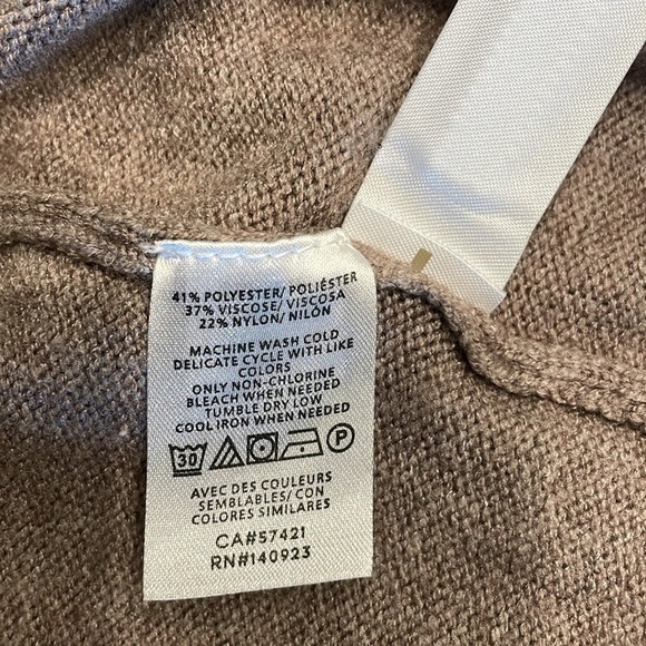 Ann Taylor Turtleneck Tunic Sweater Taupe M - Picture 6 of 7